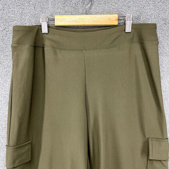 Boston Proper Pants Womens Medium Crop Cargo Wide Leg Olive Green stretch boho - Picture 3 of 15